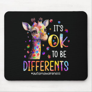 Autism Awareness Cute Giraffe It's Ok To Be Differ Mouse Mat