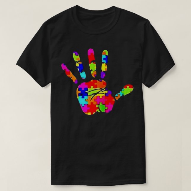 autism awareness cute hand colour puzzles autism t T-Shirt (Design Front)
