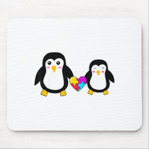 Autism Awareness Cute Penguin Heart Puzzles T-shir Mouse Mat