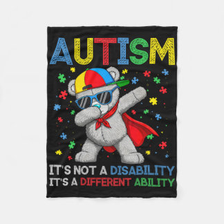 Autism Awareness Dabbing Bear Different Ability Ki Fleece Blanket