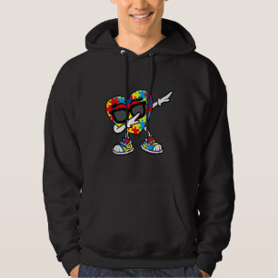 Autism Awareness Dabbing Heart Puzzle Awareness Da Hoodie