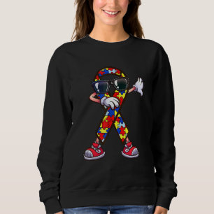Autism Awareness Dabbing Ribbon Puzzle Piece Kids Sweatshirt