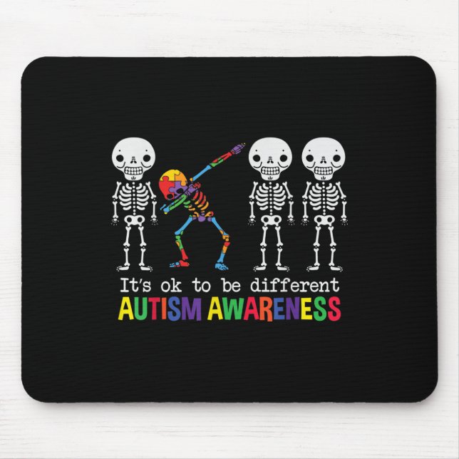 Autism Awareness Dabbing Skeleton Its Not A Disabi Mouse Mat (Front)