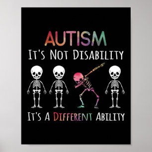 Autism Awareness Dabbing Skull Autism Its Not A Di Poster