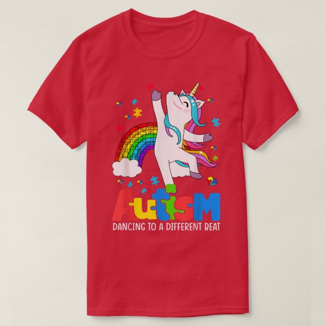 Autism awareness  Dabbing Unicorn Dancing Puzzle P T-Shirt (Design Front)