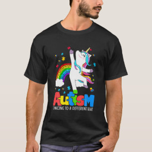 Autism Awareness Dabbing Unicorn Dancing Puzzle Pi T-Shirt