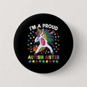 Autism Awareness Dabbing Unicorn Girl Proud Autism 6 Cm Round Badge