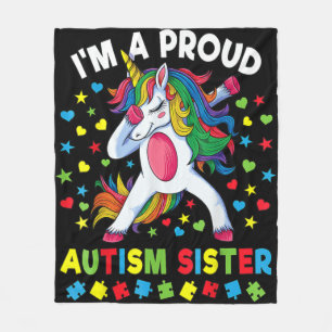 Autism Awareness Dabbing Unicorn Girl Proud Autism Fleece Blanket
