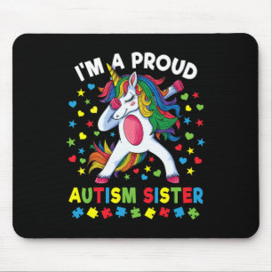 Autism Awareness Dabbing Unicorn Girl Proud Autism Mouse Mat