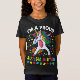 Autism Awareness Dabbing Unicorn Girl Proud Autism T-Shirt