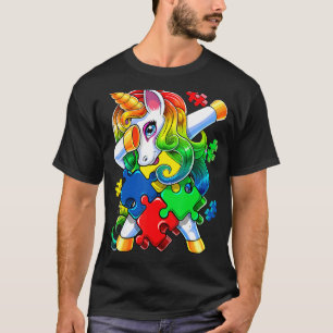 Autism Awareness Dabbing Unicorn Puzzle Piece For T-Shirt