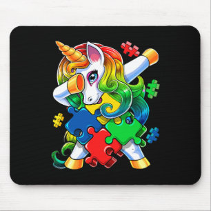Autism Awareness Dabbing Unicorn Puzzle Piece Gift Mouse Mat