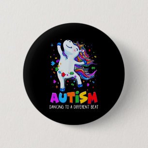 Autism Awareness Dabbing Unicorn Puzzle Piece Kids 6 Cm Round Badge