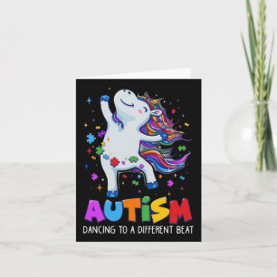 Autism Awareness Dabbing Unicorn Puzzle Piece Kids Card