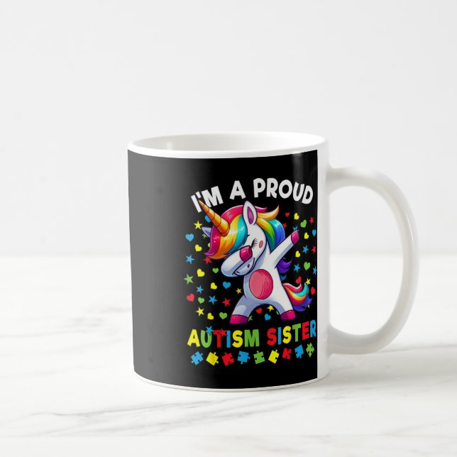 Autism Awareness Dabbing Unicorn Puzzle Pieces  Coffee Mug (Right)