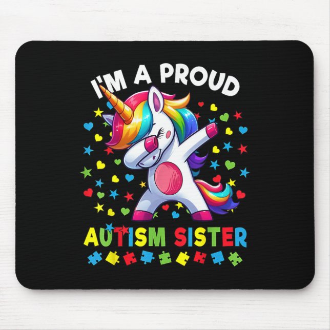 Autism Awareness Dabbing Unicorn Puzzle Pieces  Mouse Mat (Front)