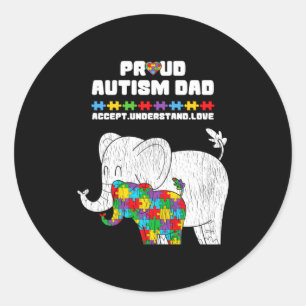 Autism Awareness Dad Accept Proud Autism Son Dad E Classic Round Sticker