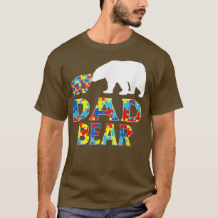 Autism Awareness Dad Bear Support Autistic66  T-Shirt