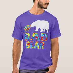 Autism Awareness Dad Bear Support Autistic 65  T-Shirt