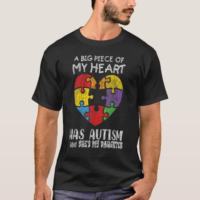 Autism Awareness  Dad Mom Daughter Autistic Kids A T-Shirt (Front)
