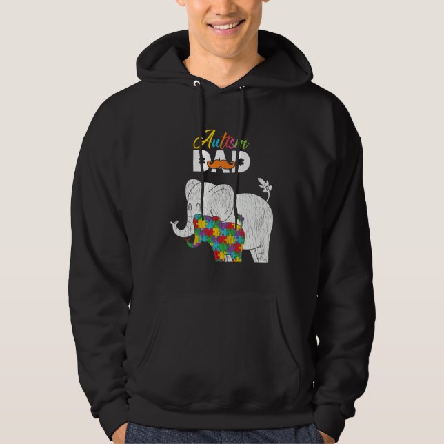 Autism Awareness Dad Proud Autistic Son Daughter E Hoodie (Front)