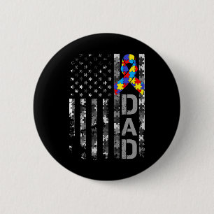 Autism Awareness Dad Usa Flag Fathers Day 1 6 Cm Round Badge