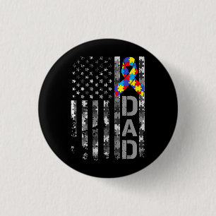 Autism Awareness Dad USA Flag Fathers day 3 Cm Round Badge