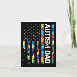Autism Awareness Dad Usa Flag Fathers Day Card