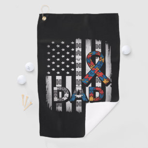 autism awareness dad usa flag fathers day golf towel