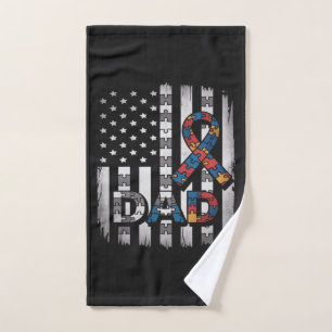 autism awareness dad usa flag fathers day hand towel