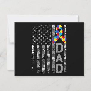 Autism Awareness Dad USA Flag Fathers day Holiday Card