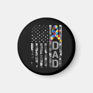Autism Awareness Dad USA Flag Fathers day Magnet