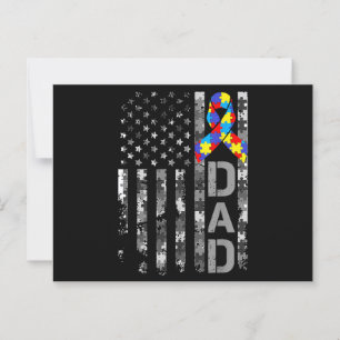 Autism Awareness Dad USA Flag Fathers day Postcard