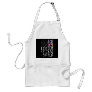 Autism Awareness Dad USA Flag Fathers day Standard Apron