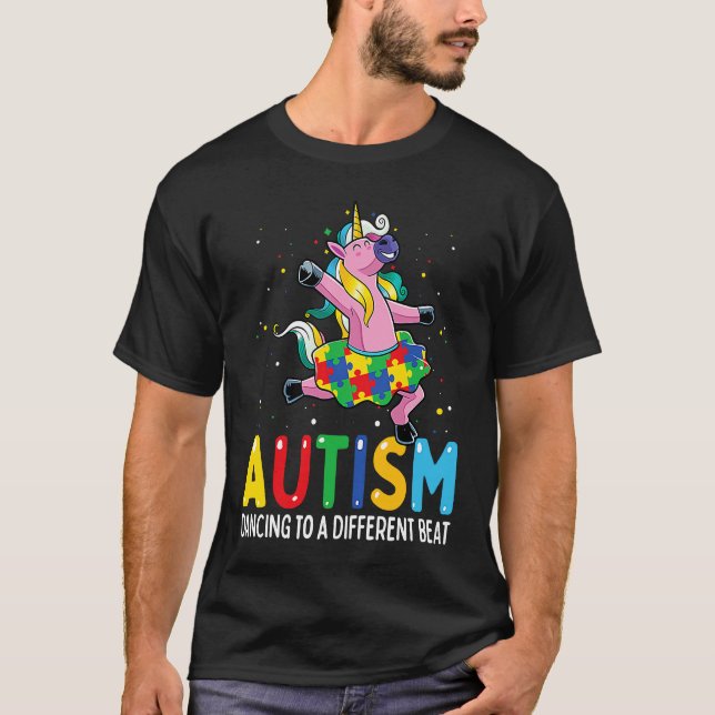 Autism Awareness Dancing Unicorn Puzzle Piece Kids T-Shirt (Front)