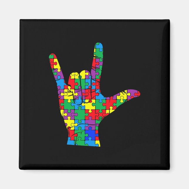 Autism Awareness Day Autistic Child ASL Love Sign  Magnet (Front)