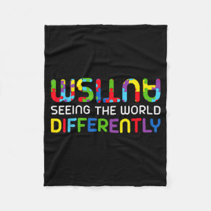 Autism Awareness Day Autistic World Differently Up Fleece Blanket