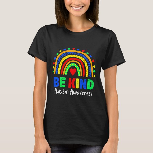Autism Awareness Day Colourful Rainbow Be Kind Fit T-Shirt (Front)