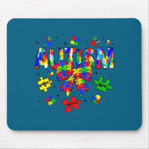 Autism awareness day coquette bow puzzle pieces mouse mat