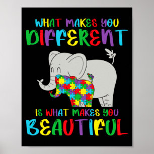 Autism Awareness Different But Beautiful Autism Wo Poster