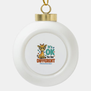 Autism Awareness Different Giraffe Vintage Shirt_1 Ceramic Ball Christmas Ornament