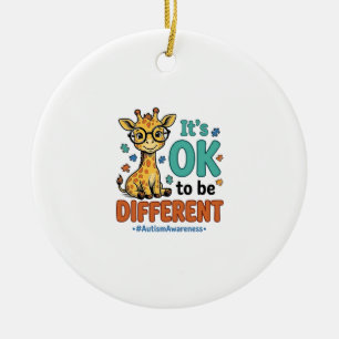 Autism Awareness Different Giraffe Vintage Shirt_1 Ceramic Tree Decoration