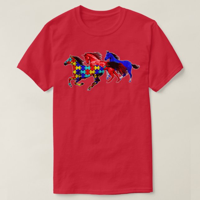 Autism Awareness Different Horses Autistic Neurodi T-Shirt (Design Front)
