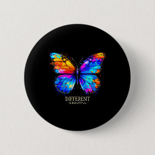 Autism Awareness Different Is Beautiful Butterfly  6 Cm Round Badge