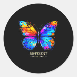 Autism Awareness Different Is Beautiful Butterfly  Classic Round Sticker