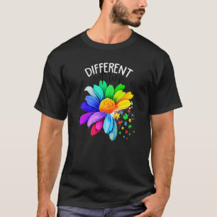 Autism Awareness Different Not Less Autistic Flowe T-Shirt