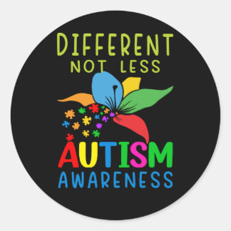 Autism Awareness Different Not Less Classic Round Sticker