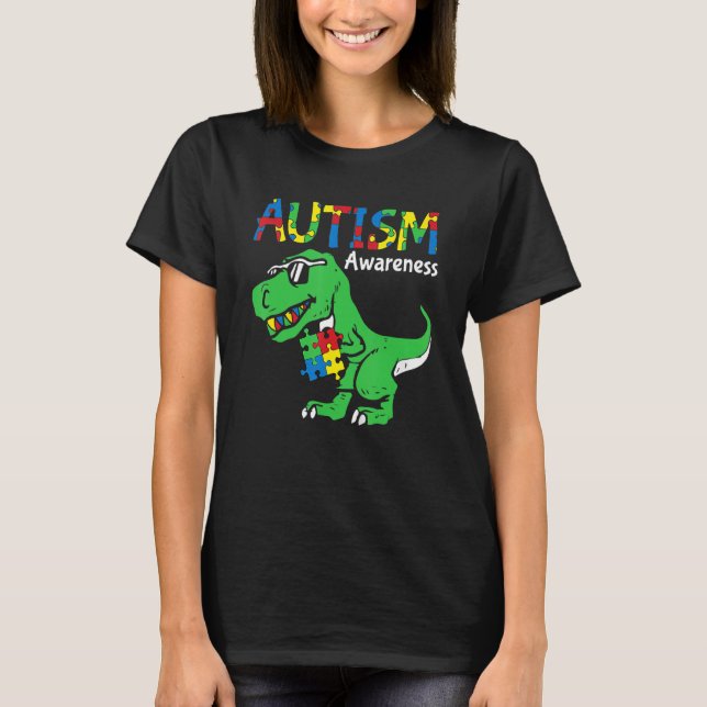 Autism Awareness Dino Autistic Toddler Boys Cute D T-Shirt (Front)