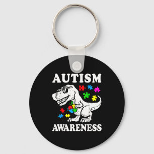 Autism awareness dino t-rex dinosaur puzzle women key ring