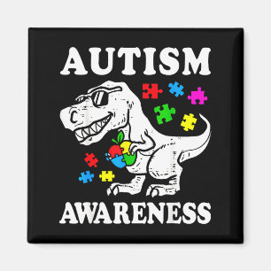 Autism awareness dino t-rex dinosaur puzzle women magnet